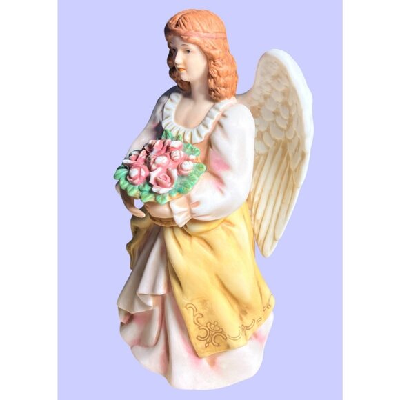 Homco Porcelain Angel Figurine 8806 With Floral Bouquet - Picture 7 of 11